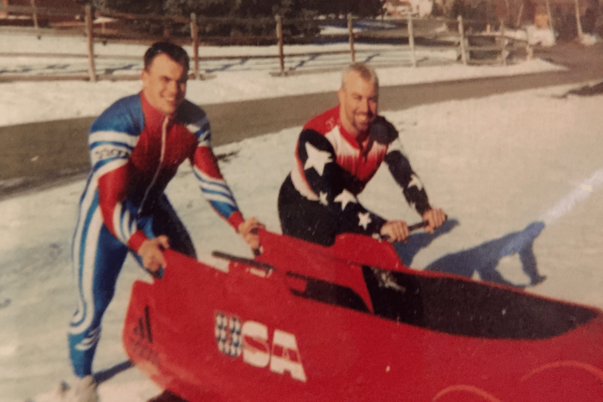Picture of Matt with his Bobsled and Teammate